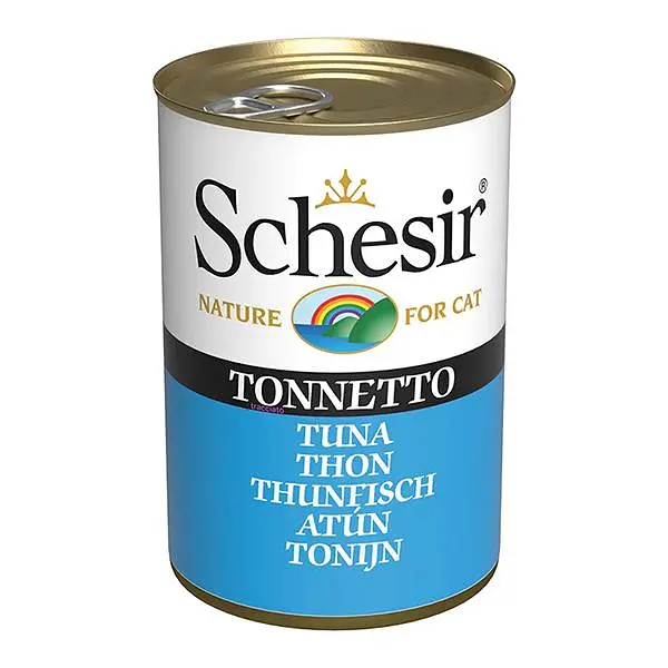 Вологий корм для котів Schesir Tuna Шезір тунець в желе натуральні консерви банка 140 г (270016)