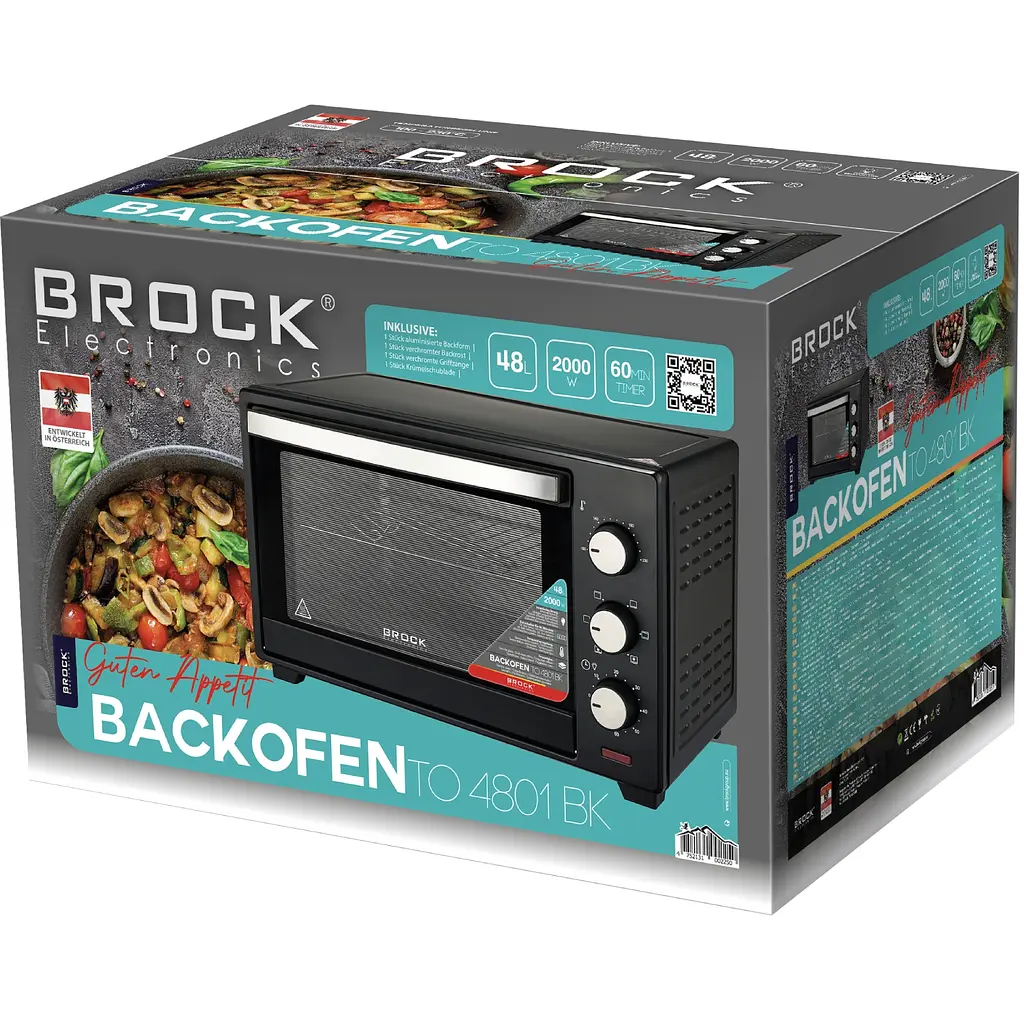 Електрична піч BROCK TO 4801 BK 2000Вт/ 48л/ механічне керування/чорна - фото 2