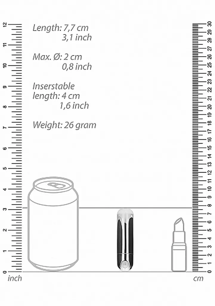 Міні-вібратор Shots Be Good Tonight Bullet 7.7 см (срібло) - фото 11