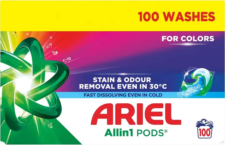 Капсули для прання Ariel Все-в-1 для кольорової білизни 100 шт. (2 уп. х 50 шт.) - фото 2