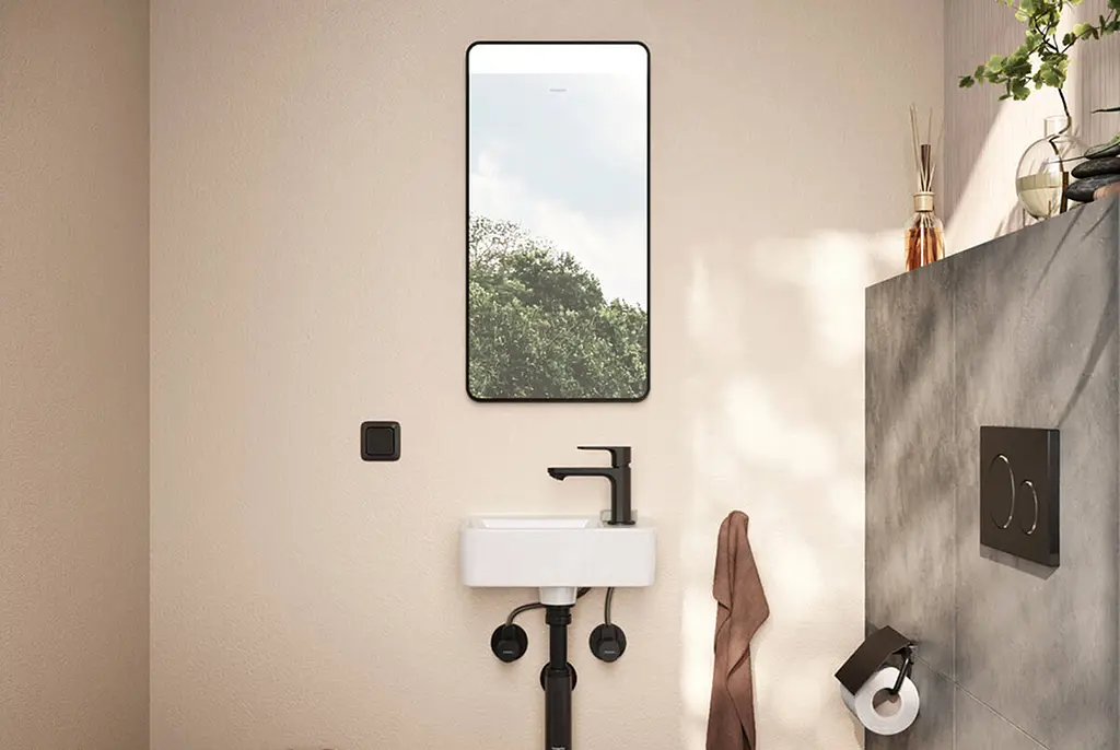 Дзеркало Hansgrohe Xarita Lite Q 360 700 з горизонтальним LED світильником matt black 54955670 - фото 4