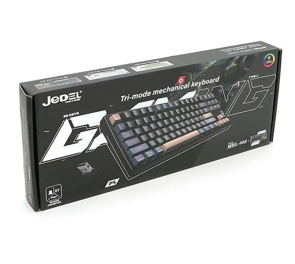 Клавіатура ігрова механічна бездротова JEDEL WKL102 Tri-Mode Hot-Swap Swich Black - фото 4