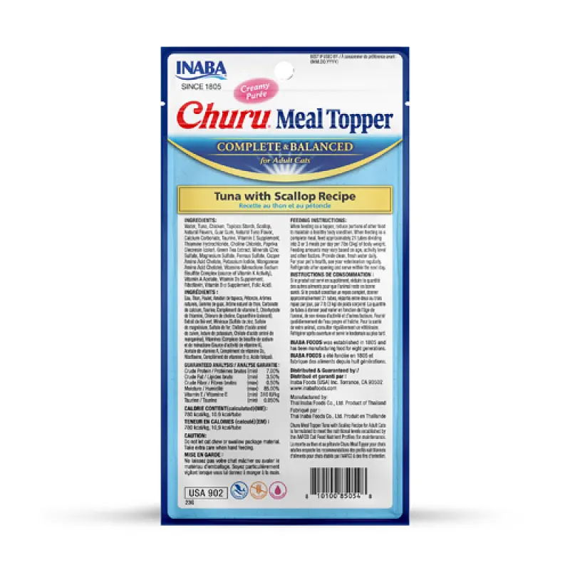 Ласощі Inaba Churu Meal Topper для котів, кремовий мус в стіках, з тунцем та морським гребінцем 4x14 г - фото 2