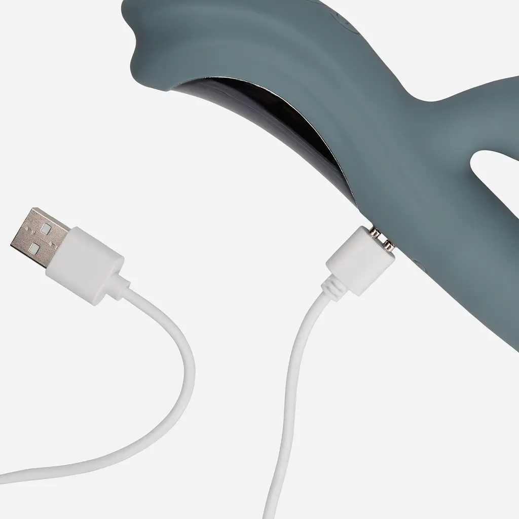 Вібратор-кролик Loveline Fingering Motion 22.5 см сірий - фото 3