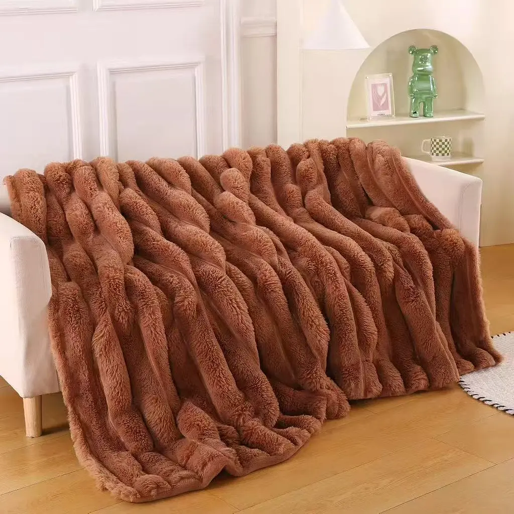 Плед Dushka Home Шиншила в смужку 21768 200х230 см коричневий - фото 2