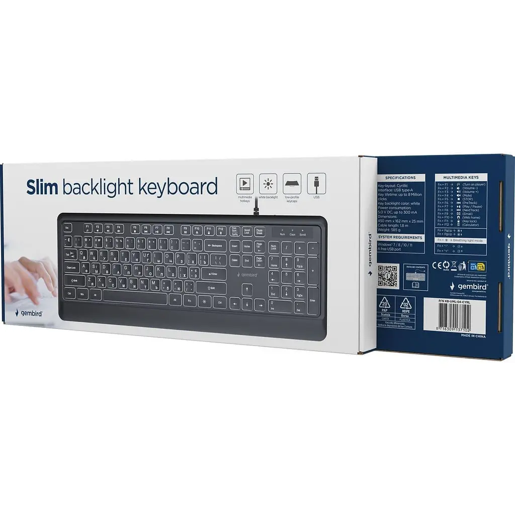 Клавіатура Gembird KB-UML-04-CYRL Black (KB-UML-04-CYRL) - фото 4