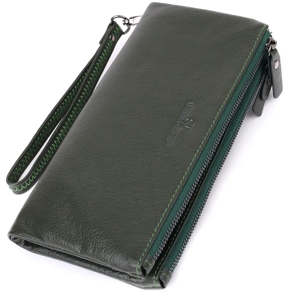 Красивий шкіряний гаманець на три відділення ST Leather 23110 зелений - фото 11