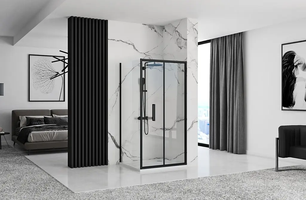 Душова кабіна Rea Rapid Fold 90x80 black REA-K6422 + REA-K6418, Чорний матовий, Універсальна, прозрачний, Чорний матовий - фото 3