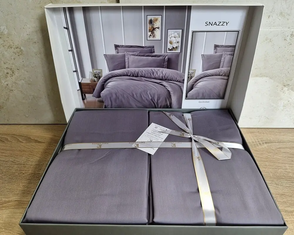 Турецька постільна білизна First Choice Cotton Satin Snazzy Quick Silver євро - фото 2