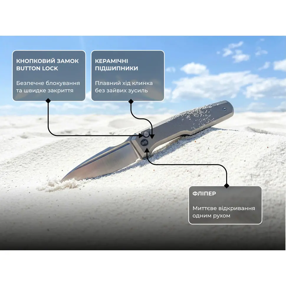 Ніж складаний туристичний Weknife Dressytak (8.6 см) Bohler M390 / Titanium сірий - фото 13