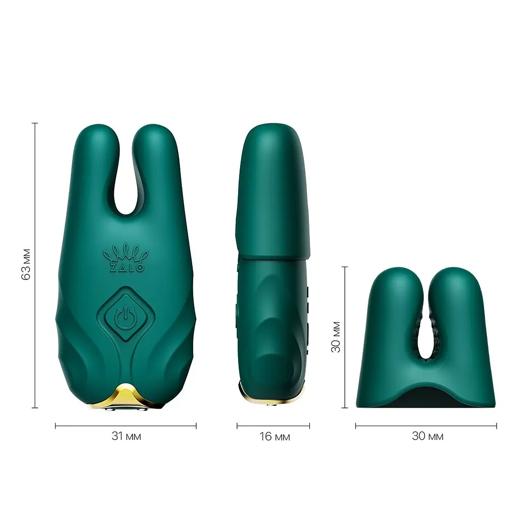 Смарт-вібратор для грудей Zalo - Nave Turquoise Green, пульт ДК, робота через додаток - фото 3