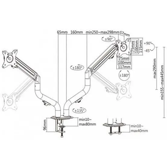 Кронштейн Gembird для 2-х мониторов 17"-32" MA-DA2-02 - фото 3