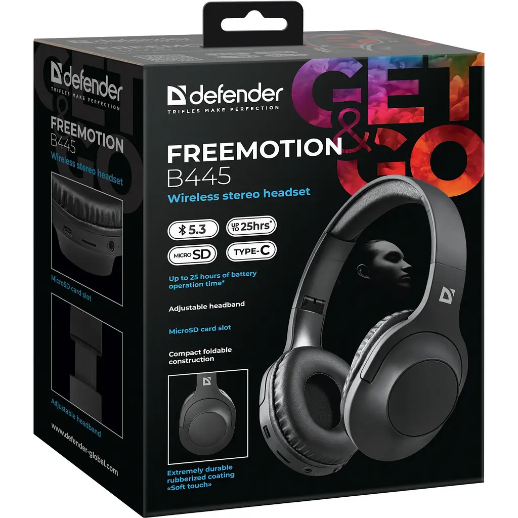 Навушники бездротові Defender FreeMotion B445 Bluetooth, Чорний - фото 8