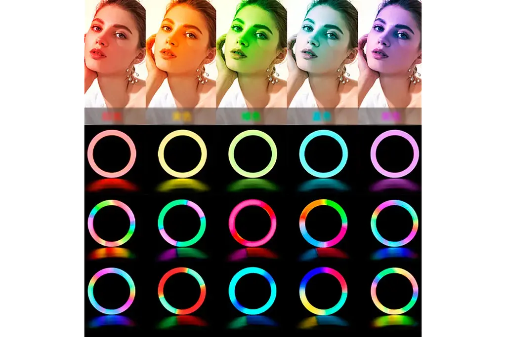 Кольцевая лед-лампа для студийного освещения Ring RGB MJ 36 36см с пультом для фото и видео - фото 3