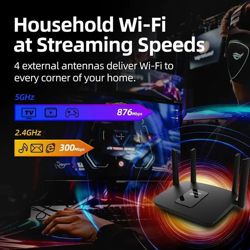 Маршрутизатор WI-FI роутер Pix-Link LV-AC06 дводіапазонний 4 антени 5 ГГц Black (17611) - фото 7