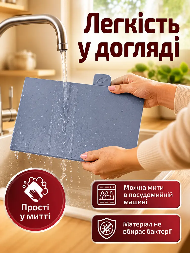 Набір кухонних дощок із підставкою для різних видів продуктів, 30х20 см, 4 шт (26276275) - фото 7