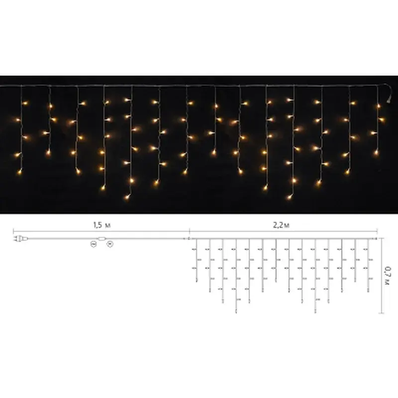Гірлянда Delux ICICLE С 75LED 2х0.7 м теплий білий/прозорий IP20 (90017986) - фото 3