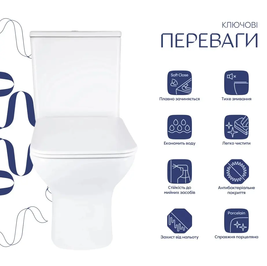 Унітаз підлоговий Qtap Aries Rimless з сидінням Slim Duroplast/ Soft-close/ Quick Release QT03228302W - фото 2
