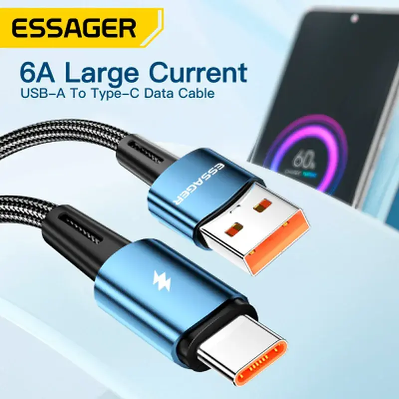 Дата кабель USB 2.0 AM to USB-C 2.0m 120W black Essager (EXC120-CGA01-P) - фото 3