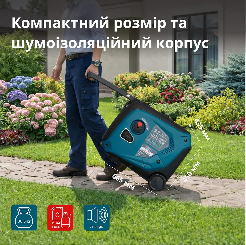 Konner & Sohnen Генератор постійного струму газобензиновий KS 48VGS-DC 3.3кВт 50-55В 60А електростартер 39кг - фото 6