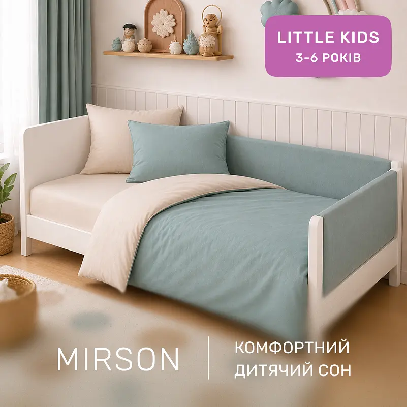 Дитяча постільна білизна MIRSON LITTLE KIDS фланель Milk/Menthol 110х160см (2200012800270) - фото 6