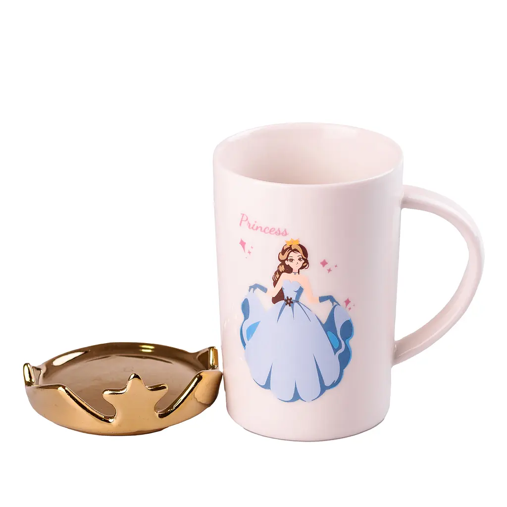 Чашка керамическая Happy Life Princess с крышкой белая 400 мл HPCYM0845W - фото 2