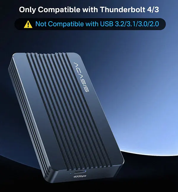 Зовнішній корпус Acasis TBU405Air для M.2 NVMe SSD, Thunderbolt 4/3/USB4, до 40 Гбіт/с (Сірий) - фото 2