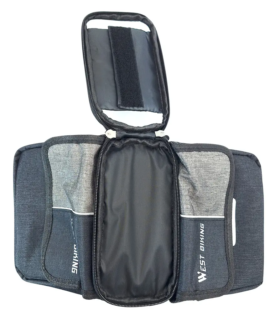 Велосумка на раму West Biking YP0707351 2 л для смартфона 7" 19х18х15 см чорно-сірий (G0001975) - фото 6