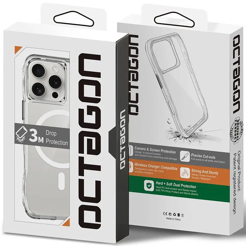 Чехол TPU Space Octagon with MagSafe для Apple iPhone 16 Pro (6.3) Clear - фото 5