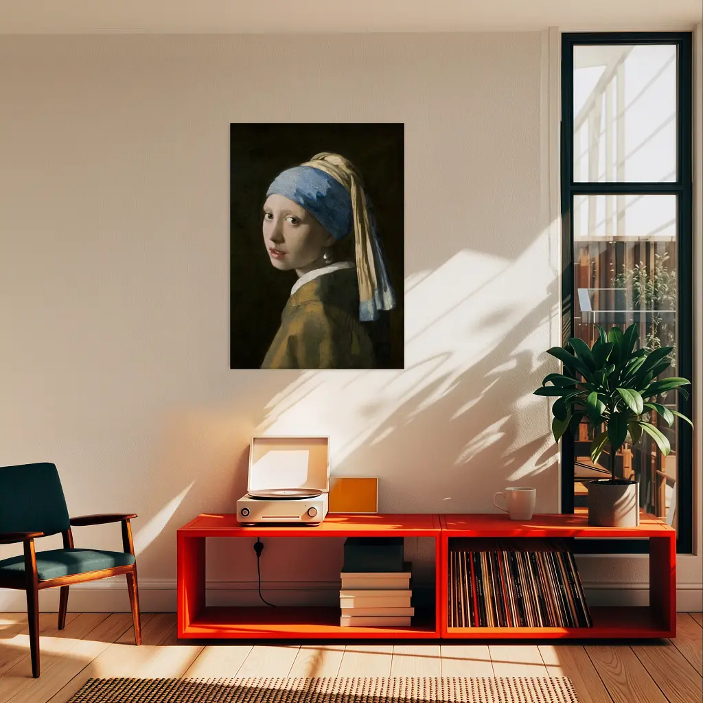 Інтер'єрна картина Дівчина з перловою сережкою, Ян Вермер, Johannes Vermeer, інтер'єрний декор, 85×60 см (id6649) - фото 3