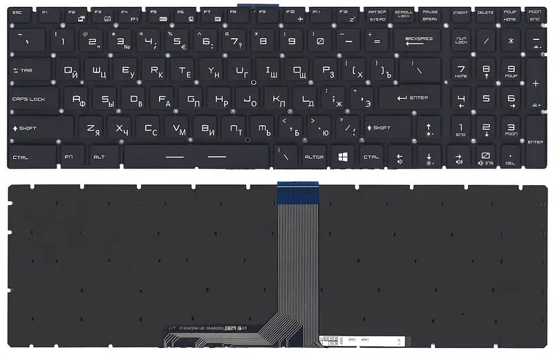 Клавіатура для ноутбука MSI (GT72) з підсвічуванням (Light), Black, (No Frame) - фото 3