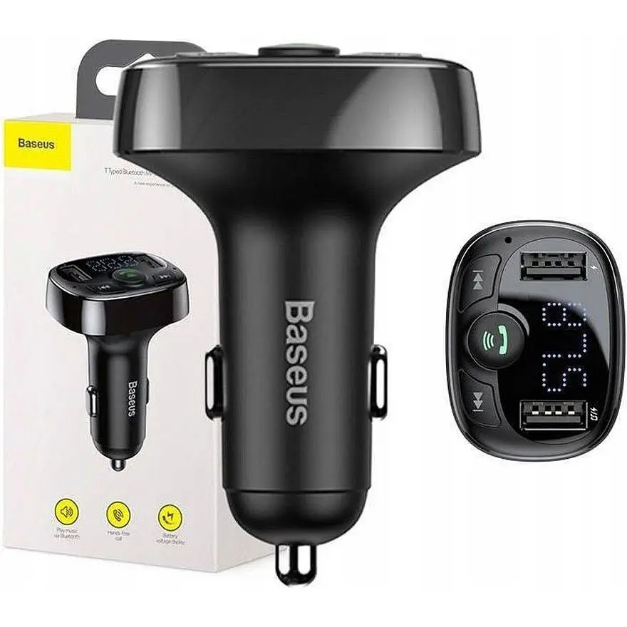 FM-трансмиттер Baseus FM Launcher S-09 Standart Edition 2.4A 2хUSB-A Black (CCMT000001) [96092] - фото 6