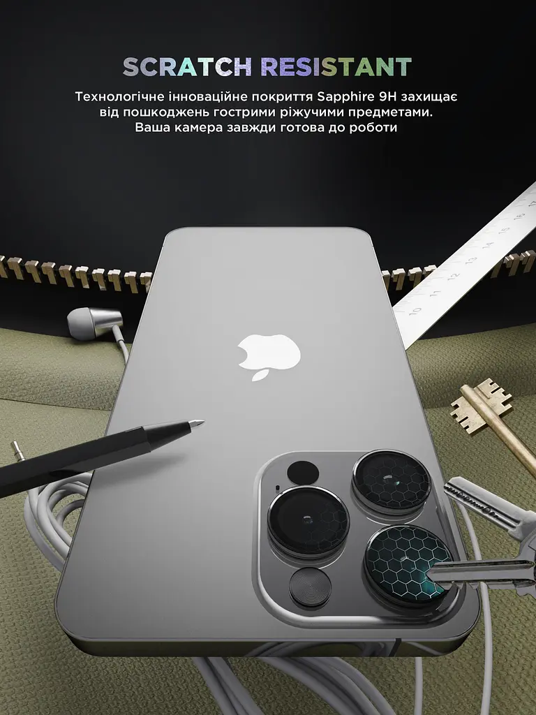 Захисне скло для камери Apple iPhone 15 Pro/15 Pro Max, Supreme BI, прозорий колір, з рамкою, глянцеве скло для захисту лінз, протиударне, прозоре, з клейовим шаром по контуру, не впливає на якість фото, ArmorStandart (ARM76600) - фото 5