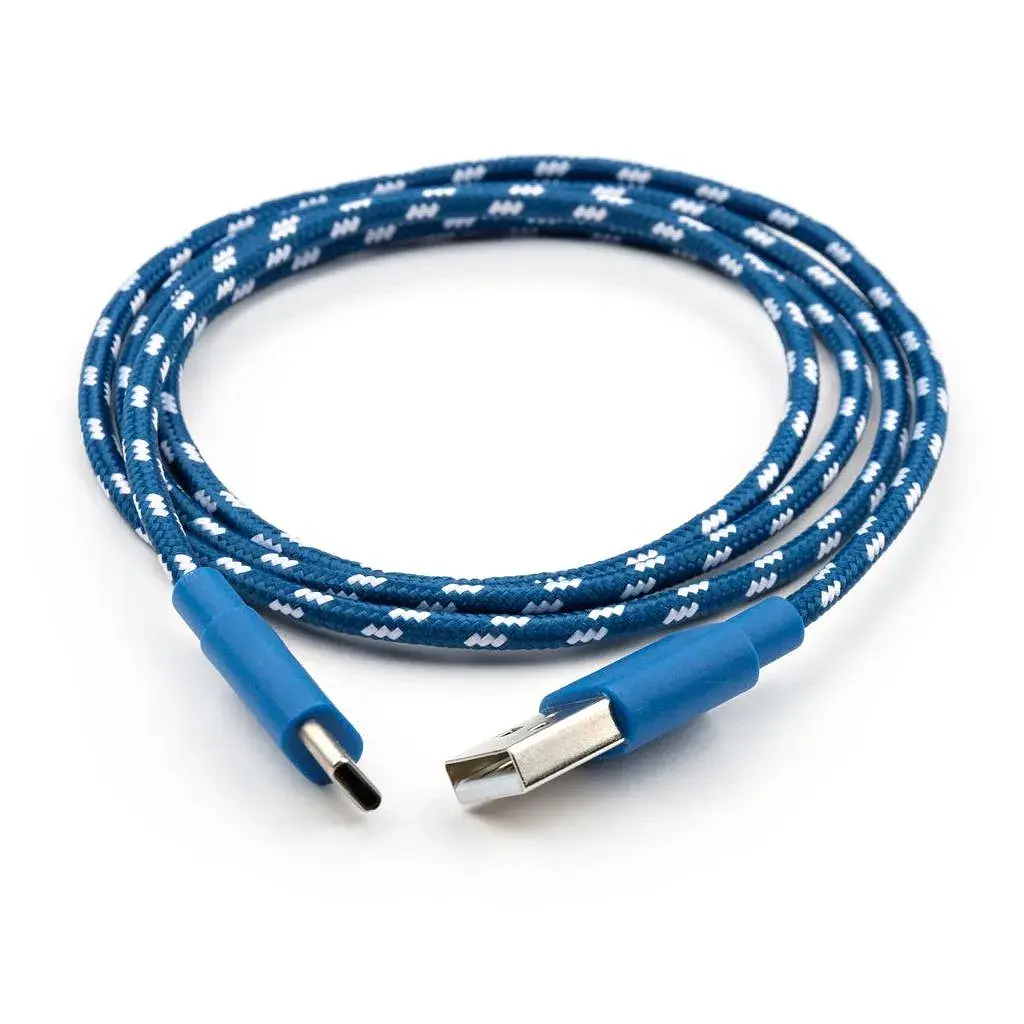 Дата кабель USB 2.0 AM to USB-C 1.0m 2color nylon blue Vinga (VCPDCTCNB31B) - фото 2