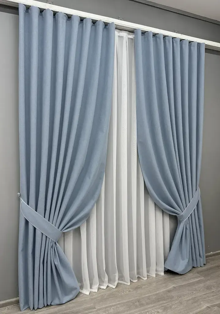 Комплект штор VR-Textil Ashen Night блекаут 2 шт 150x290 см блакитний (1839ш) - фото 3