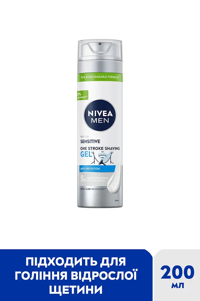 Гель для гоління NIVEA MEN для чутливої шкіри Одним рухом з екстрактом ромашки 200 мл - фото 2
