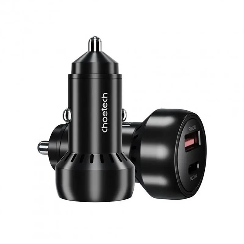 Автомобільне зарядне пристрій Choetech (1USB Type C; 1USB) 60W PD3.0 QC3.0 Чорний (TC0014)