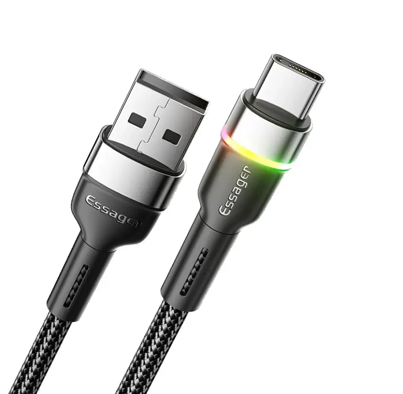 Зарядка USB кабель Essager для синхронізації та зарядки Android та інших пристроїв USB Type-C 3 м Чорний
