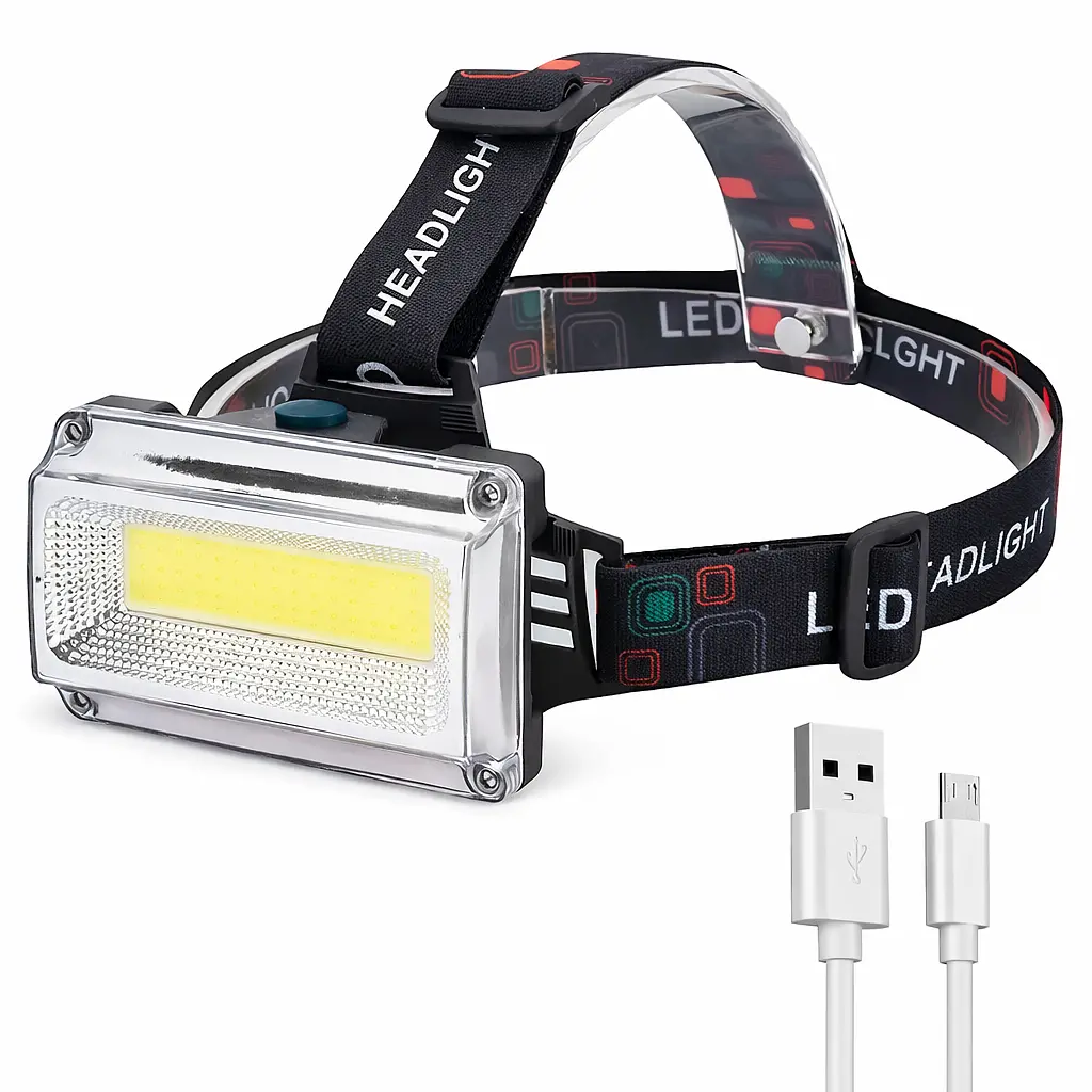 Налобный аккумуляторный фонарь RN814 с USB-зарядкой и регулировкой угла наклона