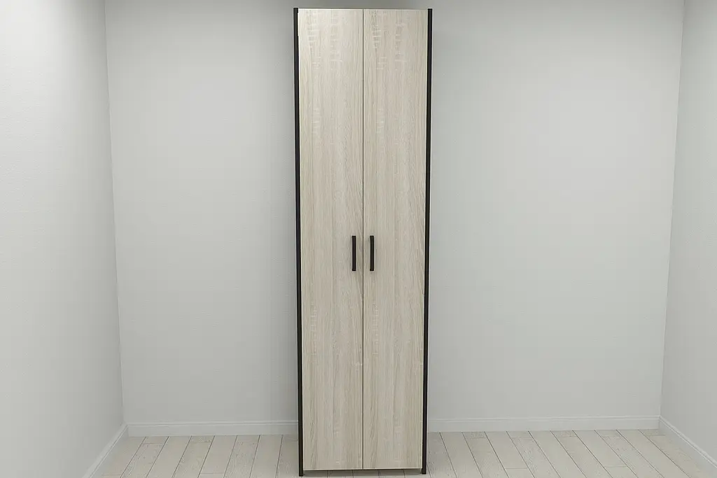 Шафа Гардероб Уні секція 7 серії Конект Ferrum-decor 220x60x50см Чорний метал ДСП Дуб Сонома 16 мм (FRD-104561) - фото 3