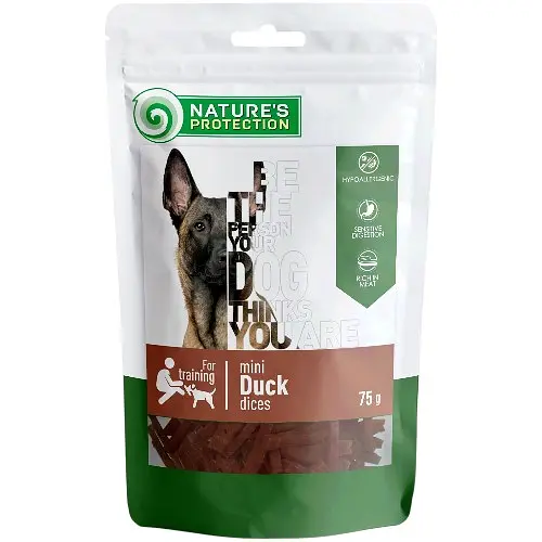 Лакомство для собак, ломтики утки, Nature's Protection mini Duck dices, 75 г - фото 1