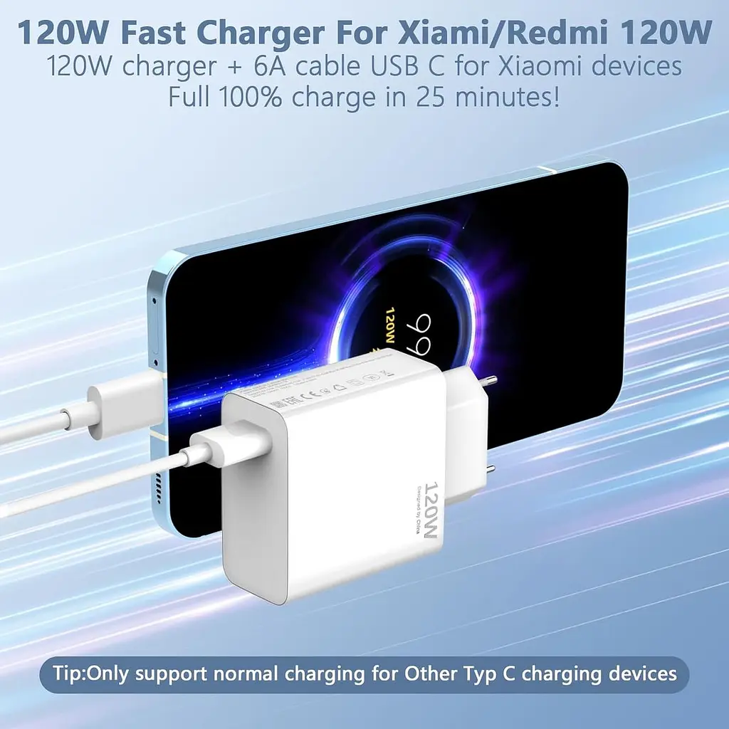 Швидкий зарядний пристрій USB-C 120 Вт для Xiaomi, Redmi та POCO - фото 5