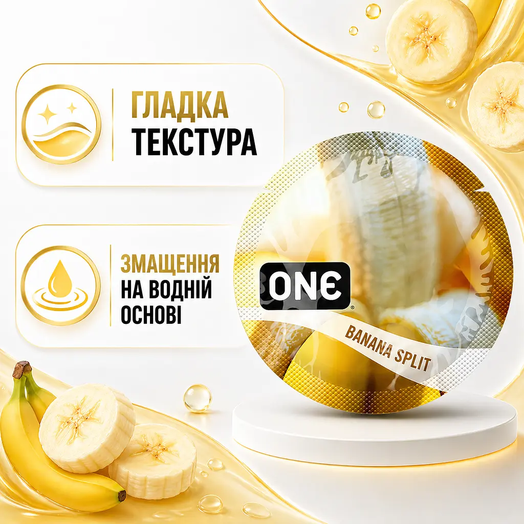 Презервативи ONE FlavorWaves Banana Split 20 ШТ, ароматизовані гладкі латексні зі смаком банана, кольорові, змащені - фото 4
