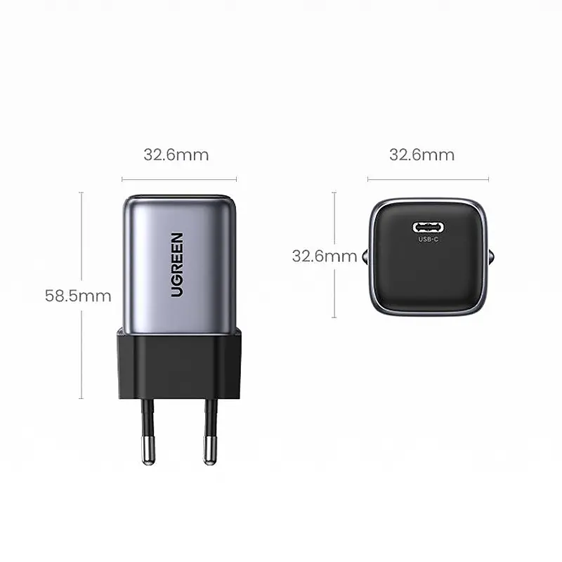 Зарядний пристрій 1xUSB 30W (USB-C) Gan PD Nexode Mini Сірий CD319 Ugreen - фото 4