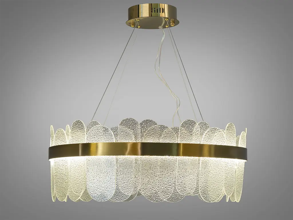 Підвісна люстра Diasha 803/600SGD кругла LED-модель у золотому кольорі, потужність 120 Вт, діаметр 58 см - фото 2