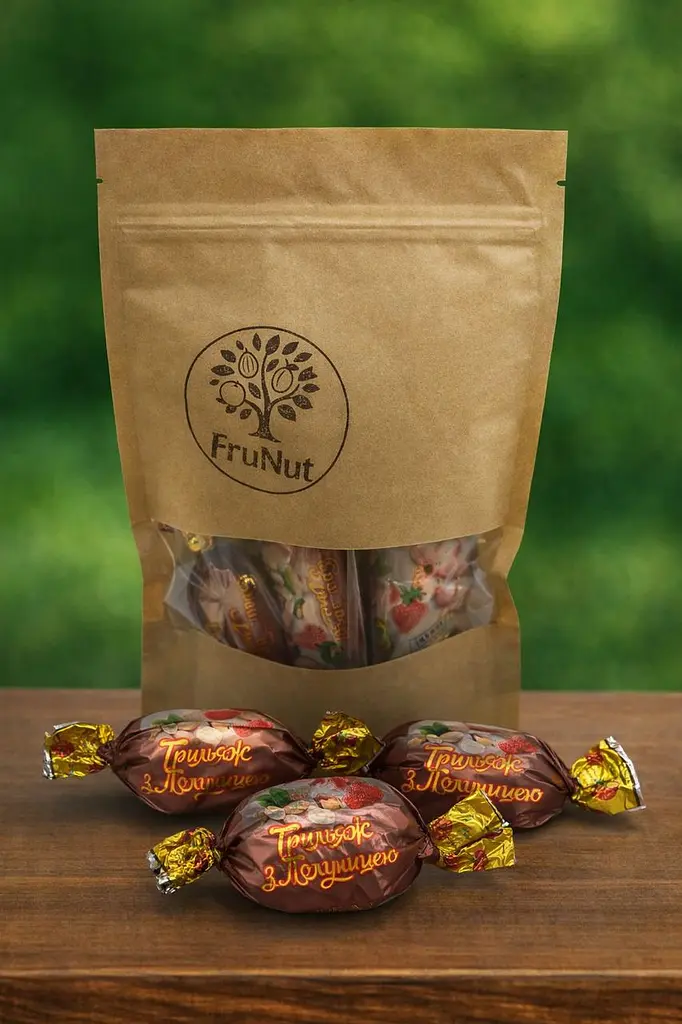 Цукерки "Гриляж з полуницею", 250 г 250 г FruNut