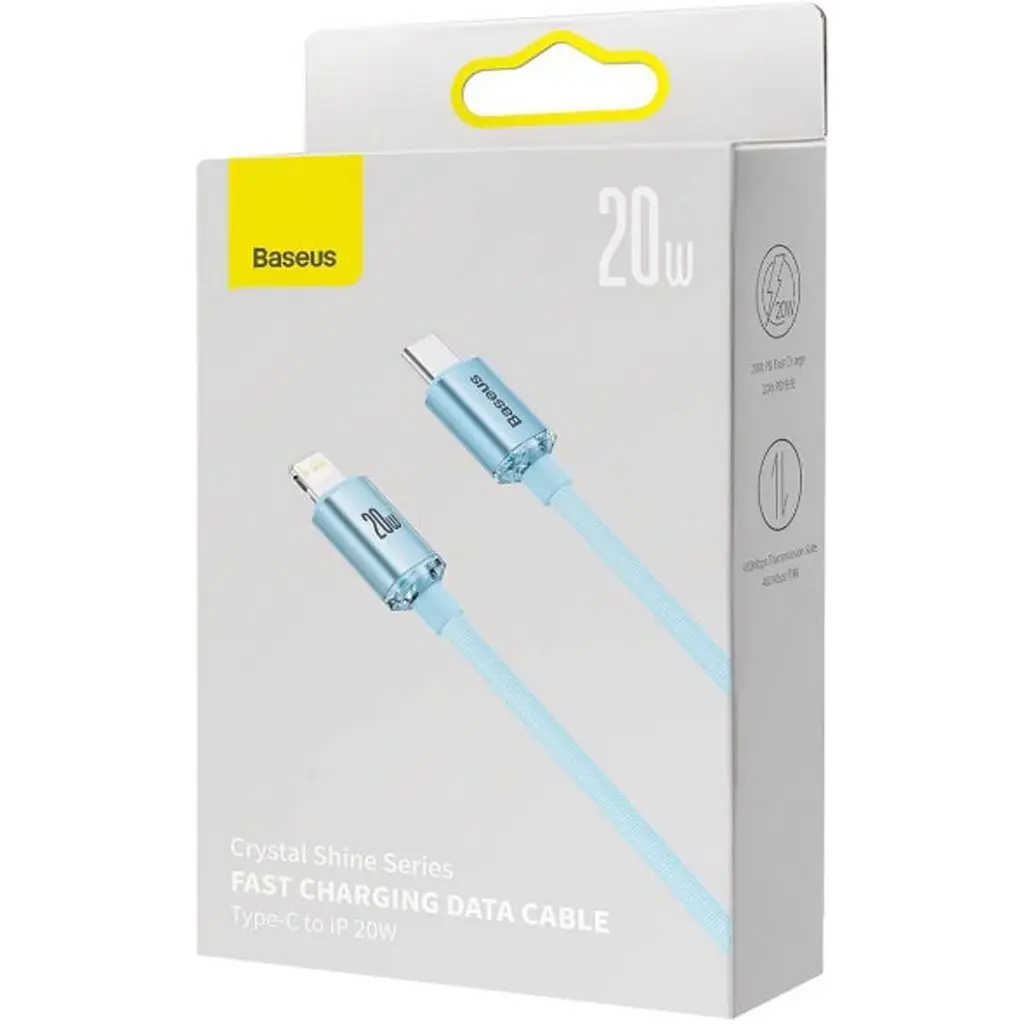 Кабель Baseus Crystal Shine Series USB-C to Lightning 20W 1.2m Sky Blue (CAJY001303) [169545] - фото 6