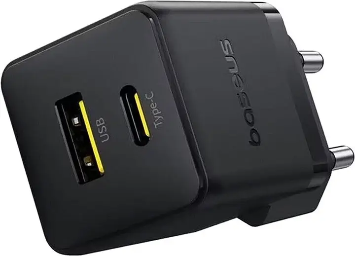Сетевое зарядное устройство скоростной блок питания Baseus Palm Fast Charger C+U 30W черный (P1011160A113-00) - фото 5