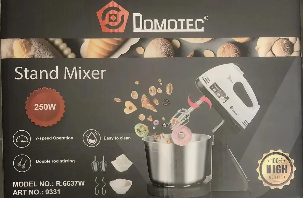Міксер кухонний стаціонарний з металевою чашею Domotec MS-6637W 2L 250W - фото 3