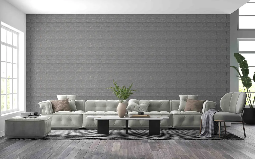 Самоклеюча декоративна 3D панель Loft Expert під сіру срібну цеглу 700x770x5 мм - фото 3